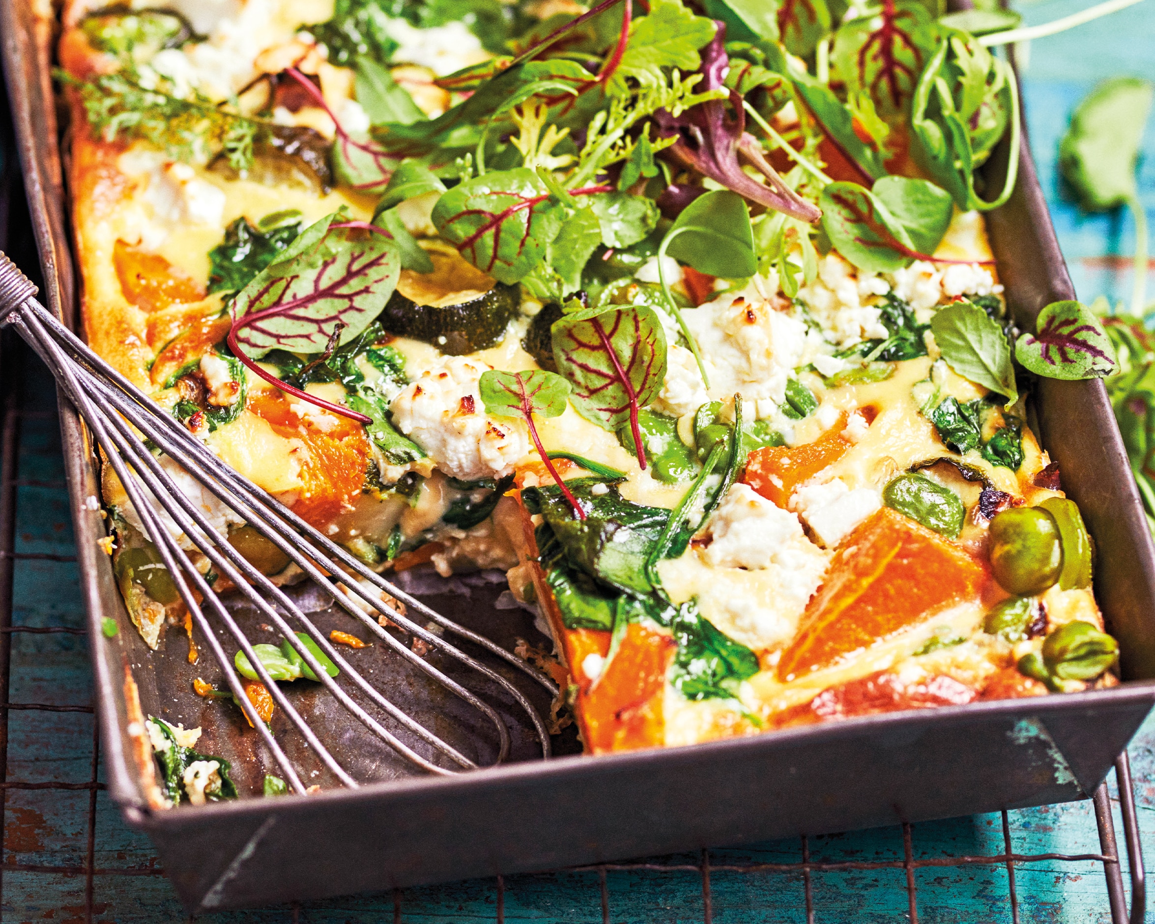 You are currently viewing Roasted Butternut, Spinach & Feta Slice